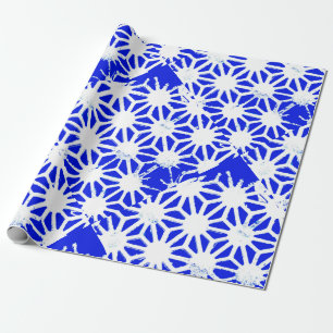 Königlich blaues geometrisches Muster Geschenkpapier
