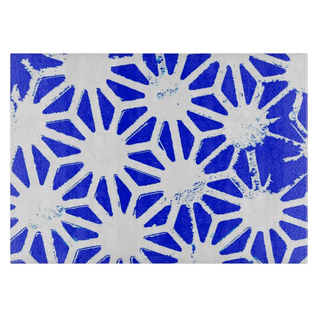 Königlich blaues geometrisches Muster Schneidebrett (Vorderseite)