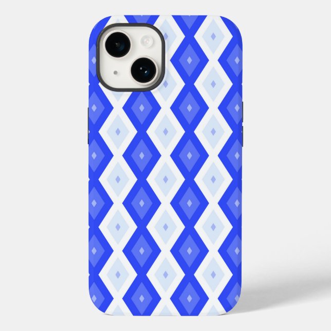Königlich blaues Rautenmuster Case-Mate iPhone Hülle (Rückseite)