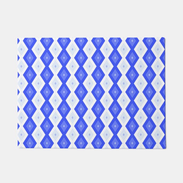 Königlich blaues Rautenmuster Fußmatte (Vorderseite)