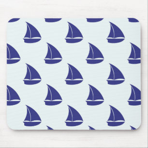Königlich Blaues Segelbootmuster Mousepad