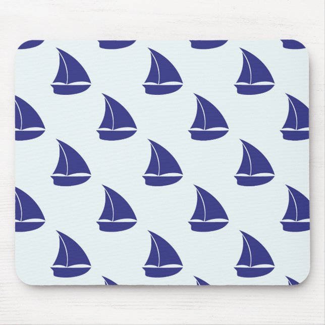 Königlich Blaues Segelbootmuster Mousepad (Vorne)