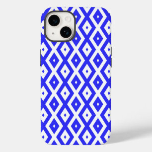 Königlich blaues und weißes Rautenmuster Case-Mate iPhone 14 Hülle