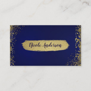 Königlich Dunkelblau & Gold Glitter Glam Modern Ch Visitenkarte