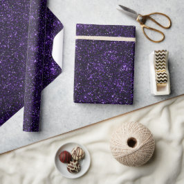 Königlich Lila Metallisch Schwarzes Glitter-Muster Geschenkpapier