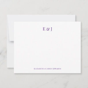 Königlich Violette Elegante Paaranfangsbuchstaben Mitteilungskarte