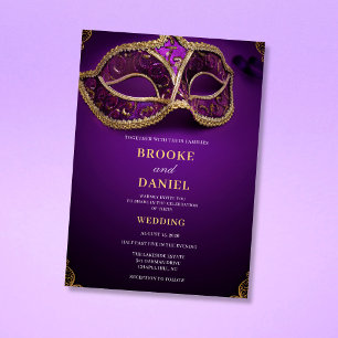 Königlich Violette und Goldene Rahmen-Maskenball-H Einladung