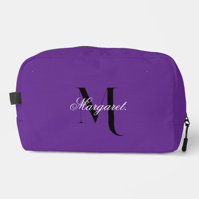 Königlich violettes Monogramm-Dopp-Kit mit individ Waschbeutel (Vorderseite)