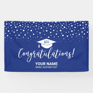 Königlichblaue Konfetti-Gratulations-Abschluss Banner