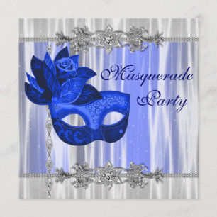 Königlichblaue Maskenballparty Einladung