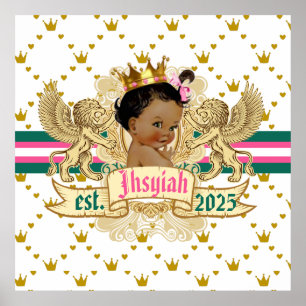 Königliche afrikanische Prinzessin Rosa und Grün E Poster