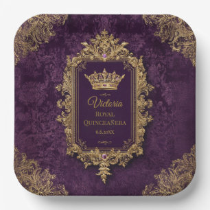 Königliche Amethyst Quinceañera, individuell Pappteller