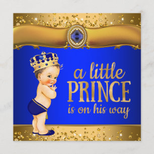 Königliche Blau-Gold-Prinz-Baby-Shower-Einladungen Einladung