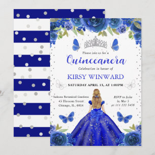 Königliche Blaue Blondine Prinzessin Quinceanera Einladung