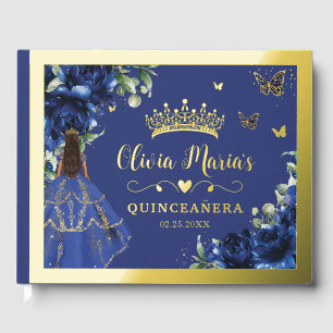 Königliche blaue Blumen-Quinceanera-Sweet-16-Prinz Gästebuch
