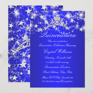 Königliche blaue funkelnde Tiara Sterne Quinceaner Einladung