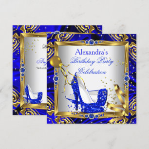 Königliche Blaue Glitter High Heel Schuhe Gold Wei Einladung