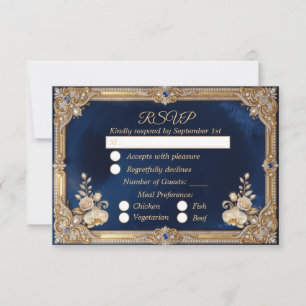 Königliche blaue Gold-Krone-Perle-elegante Luxus RSVP Karte