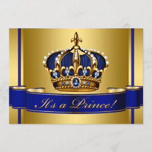 Königliche Blaue Gold Kronprinz Baby Shower Einladung