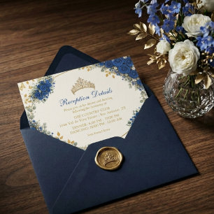 Königliche Blaue Goldene Schmetterlinge Quinceañer Begleitkarte