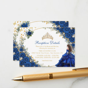 Königliche Blaue Goldene Schmetterlinge Quinceañer Begleitkarte