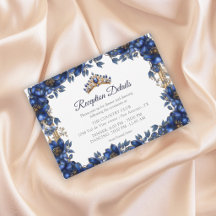 Königliche blaue goldene Tiara Floral Quinceañera