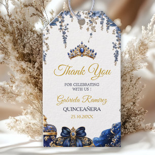 Königliche blaue goldene Tiara Floral Quinceañera Geschenkanhänger