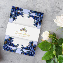 Königliche blaue goldene Tiara Quinceañera