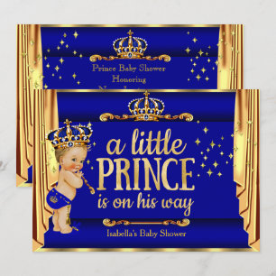 Königliche blaue goldene Vorhänge Prinz Baby Showe Einladung