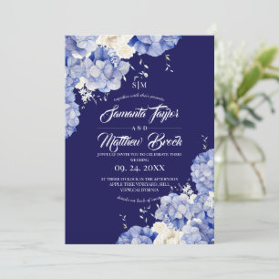 Königliche Blaue Hortensien-Hochzeit Einladung