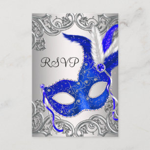 Königliche Blaue Masken Maskenball-Antwort RSVP Karte