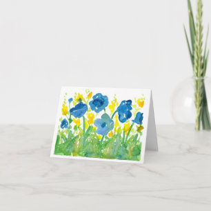 Königliche blaue Mohnblumenwatercolor-Blumen Dankeskarte