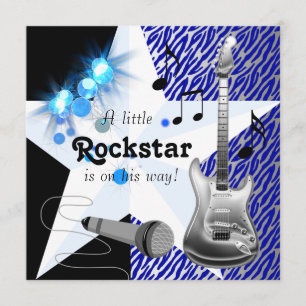 Königliche blaue Rockstar-Baby-Party Einladung