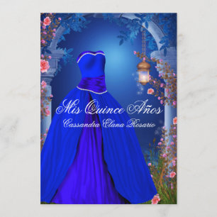 Königliche Blaue Rose Quinceanera Einladung