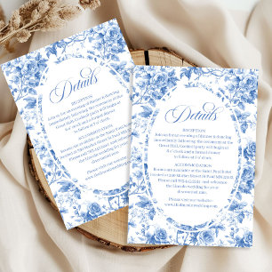 Königliche Blaue Rosen Florale Hochzeits-Detailkar Begleitkarte