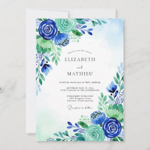 Königliche Blaue Ruhige Wiesen-Hochzeit Einladung