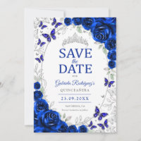 Königliche Blaue Silber Blumen Quinceanera