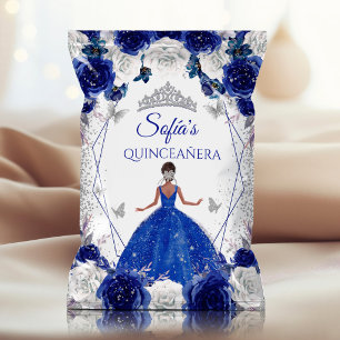 Königliche blaue silberne Quinceañera-Chip-Tüte mi Flyer