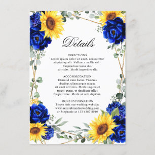 Königliche Blaue Sonnenblume Geometrische Hochzeit Begleitkarte