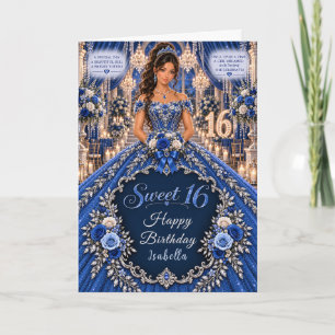 Königliche Blaue Sweet 16 Feier Karte