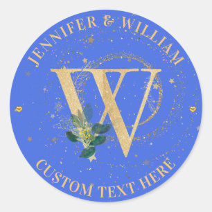 Königliche Blaue Topographie Monogramm Gold W Hoch Runder Aufkleber