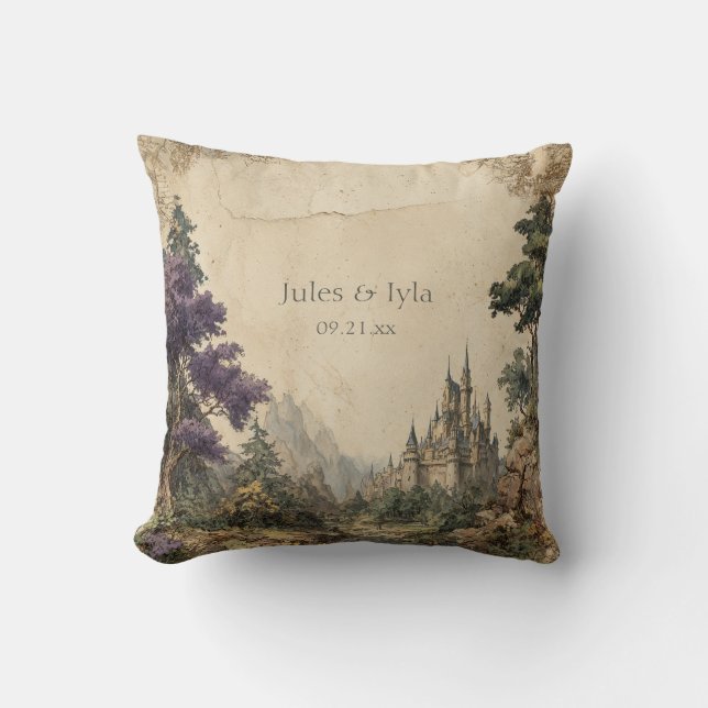 Königliche Burg Burg verzaubert Hochzeit Kissen (Vorderseite)