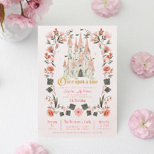 Königliche Burg Pink zum Geburtstag Einladung - Je