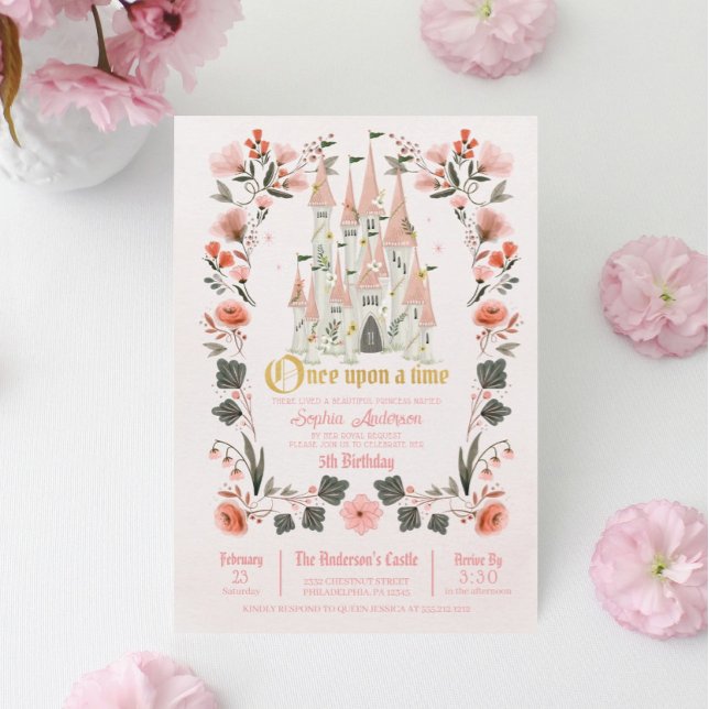 Königliche Burg Pink zum Geburtstag Einladung - Je (Von Creator hochgeladen)