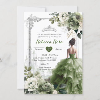 Königliche Burg Prinzessin Silver Sage Green 15 Añ Einladung
