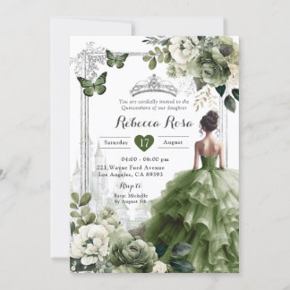 Königliche Burg Prinzessin Silver Sage Green 15 Añ Einladung