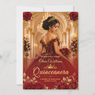 Königliche Burgunder-Quinceanera-Sweet-15-Geburtst Einladung