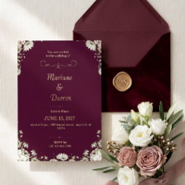Königliche Deep Purple und weiße florale Hochzeits Einladung