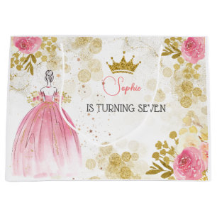 Königliche Feier Rosa Geburtstag der Prinzessin Große Geschenktüte