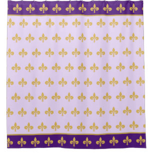 Königliche Fleur de Lis, goldene Lilienblüten auf Duschvorhang